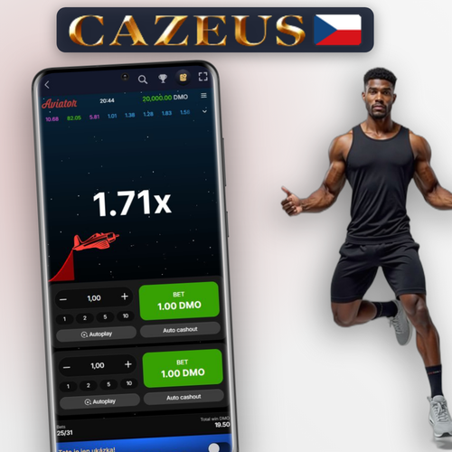 Cazeus Casino Aviator – červené letadlo stoupá po křivce multiplikátoru