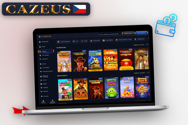 Cazeus Casino pro počítač s live kasinovým stolem na stolním monitoru