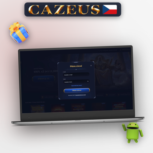 Cazeus Casino registrace přes e-mail a heslo na notebooku i mobilu